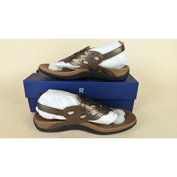 Rockport Ridge Sling Slingback Sandals Womens 8 M Brown Metallic Thong Shoes NWB - Picture 1 of 14